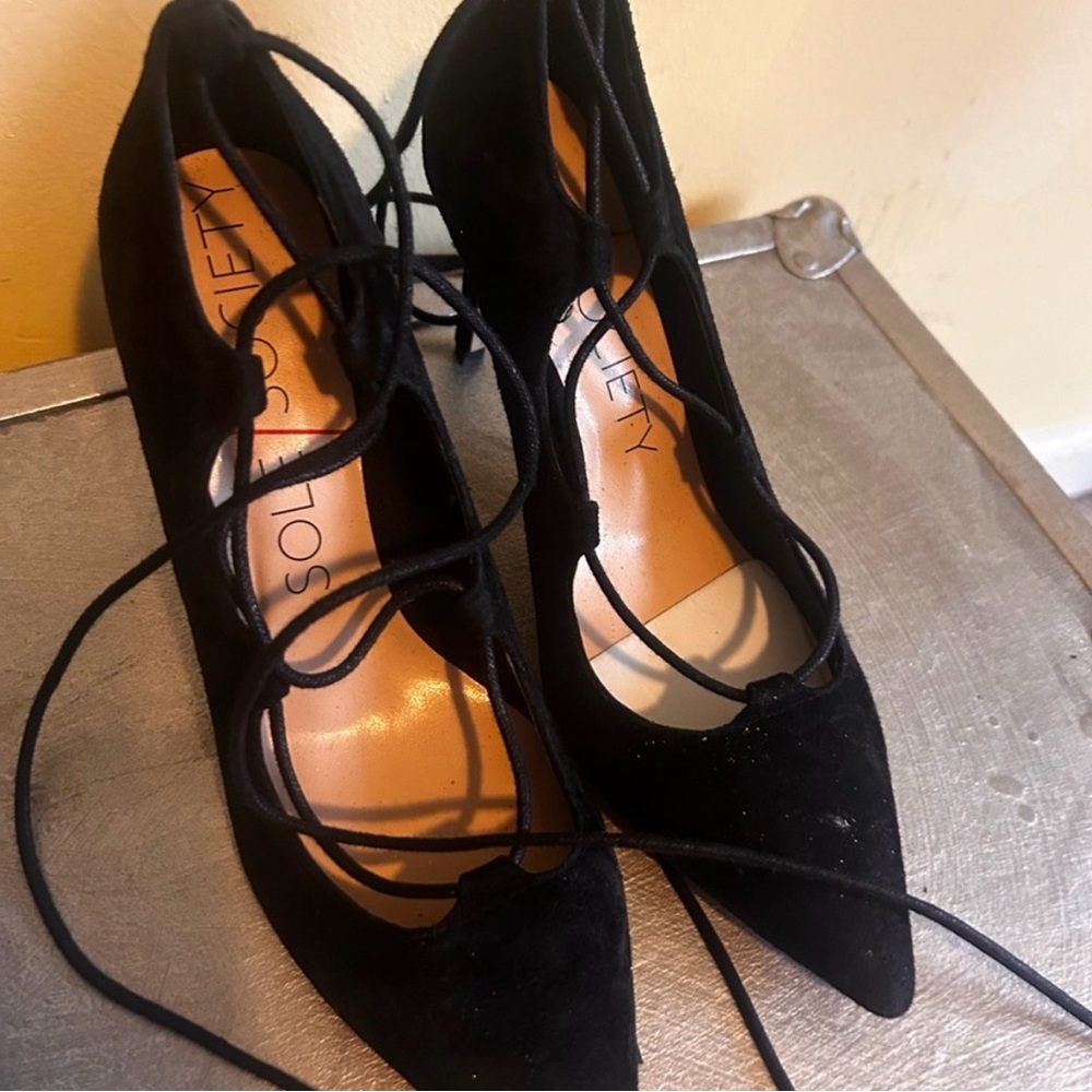 Sole Society Black Lace-Up Heels
